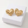 Textured Heart Anti-Tarnish Ear Ring | Gold Plating