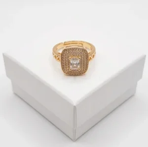 Regal Cushion Anti-Tarnish Finger Ring | 18K Gold Plating