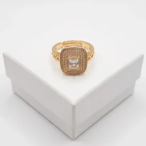 Regal Cushion Anti-Tarnish Finger Ring | 18K Gold Plating