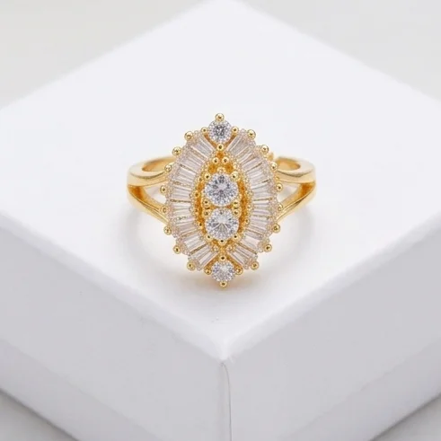 Elara Marquise Anti-Tarnish Finger Ring | Gold plating