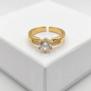 Solitaire Anti-Tarnish Finger Ring | 18K Gold Plating