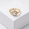 Zara Halo Anti-Tarnish Ring | 18K Gold Plating
