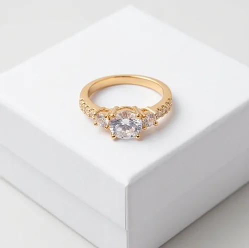 Serene Trinity Anti-Tarnish Finger Ring | Gold Plating