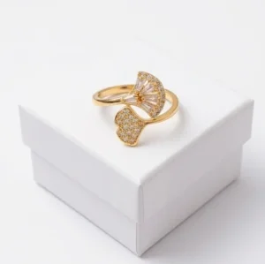 Botanical Fan Anti-Tarnish Finger Ring | Gold plating