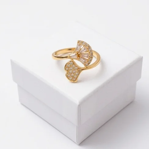 Botanical Fan Anti-Tarnish Finger Ring | Gold plating