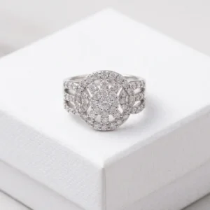 Intricate Filigree Clear Anti Tarnish Silver Plated Ring