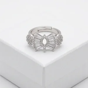 Bow Motif White Anti-Tarnish Silver Plated Finger ring