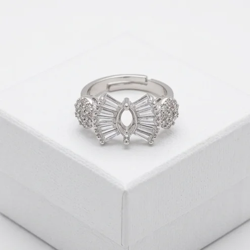 Bow Motif White Anti-Tarnish Silver Plated Finger ring
