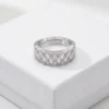 Interlocking Link Clear Anti Tarnish Silver Plated Ring