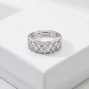 Interlocking Link Clear Anti Tarnish Silver Plated Ring